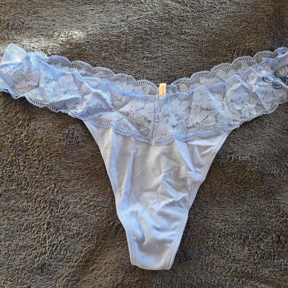 Victoria's Secret Pink! light blue lace waist thong panties size XXL - Picture 1 of 4
